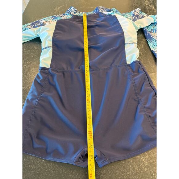 Ladies Rash Guard  Blue longsleeve boy shorts one piece suit XL - Picture 8 of 9